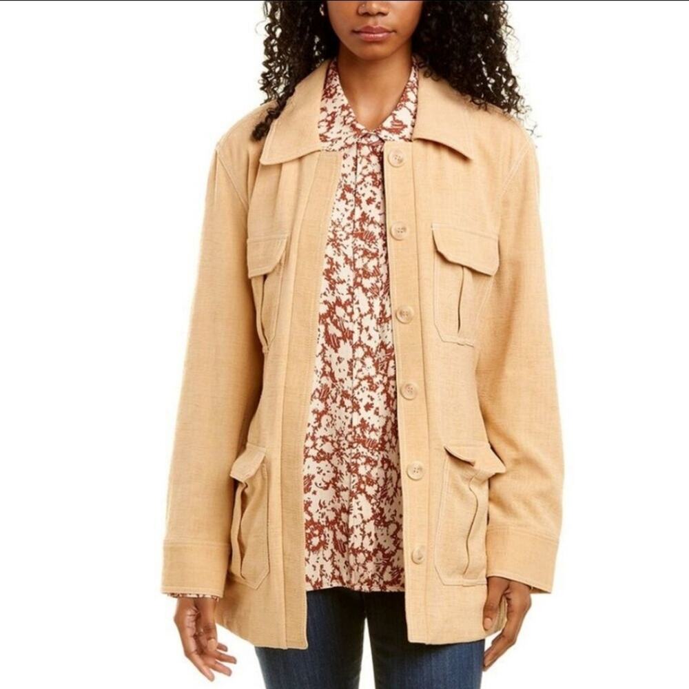 JONATHAN SIMKHAI Kirra Utility Style Jacket in Neutral Butterscotch MSRP $695